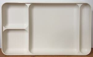 Pair 5 Vtg Tupperware 6 Compartment Divided White Beige Gray Cafeteria Trays